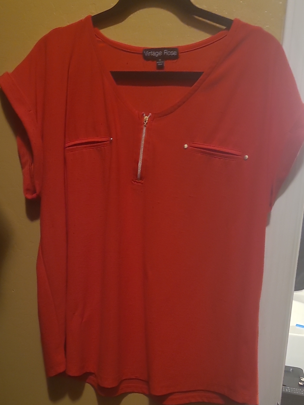 Women's Short Sleeve Zip-Front Top